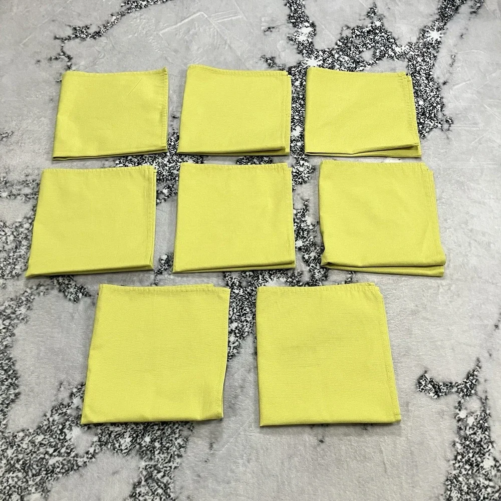 Bodrum Turkey Lime Green Cloth Dinner Napkins Set of 8 Cotton Blend Table